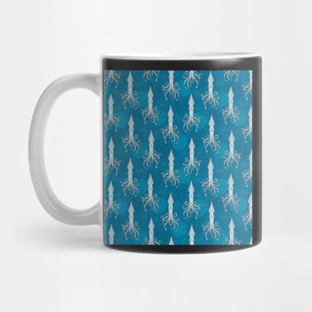 Deep under the Sea Blue Cephalopods Octopus by CajaDesign